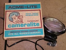 650W 120V GE ACME-LITE CAMERALITE Top Mount Light Super 8 Cameras Model 91 DWA