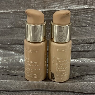 CLARINS TEINT HAUTE TENUE FOUNDATION SPF15 - 105NUDE + 109WHEAT 0.7 OzX 2