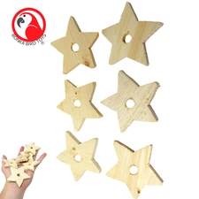 1151 PK6 Medium Wood Stars Bonka Bird Toys Parrot Foot Craft Talon Cage Part Toy
