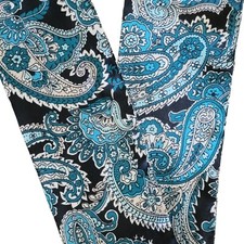 Vtg Handmade Silk Replacement Tie Back For Robe Hair Paisley Blue Teal Blk 65x3"