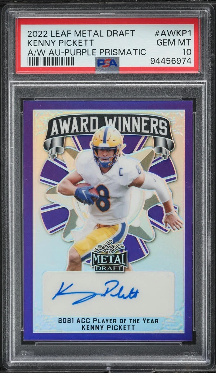 Kenny Pickett Leaf Metal Draft Award Winners Autographs #AWKP1 Purple Prismatic