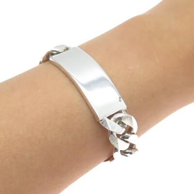 925 Sterlingsilber AGM ID Kubanisches Gliederarmband 7,5 Zoll