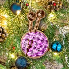 DIY Bead Embroidery Kit on Wood Christmas Knitting Beadwork Beaded Craft Art Set
