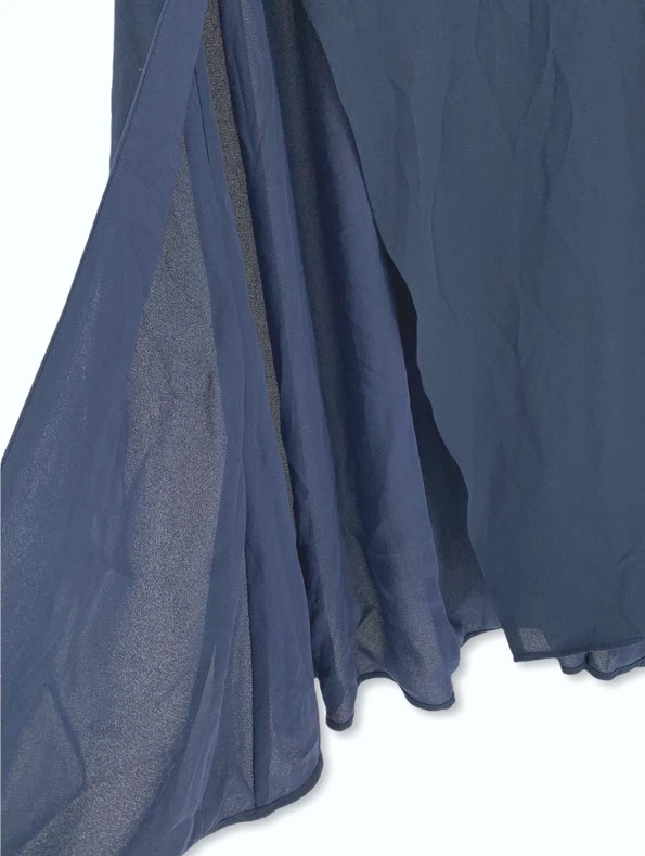 Wildfox Womens A Line Navy Skirt Blue Chiffon Midi Layered Open Front S New - Изображение 3 из 4