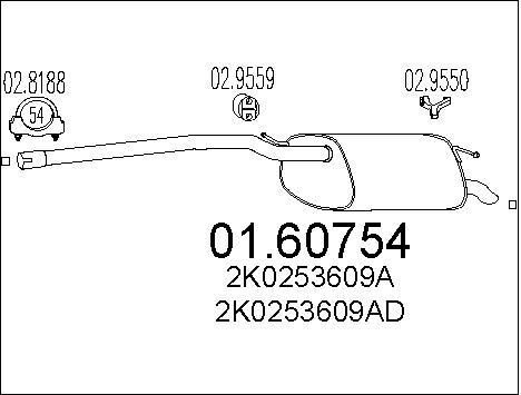 Silencieux arrière Peugeot 407 SW anti-corrosion pour pot échappement VW Caddy