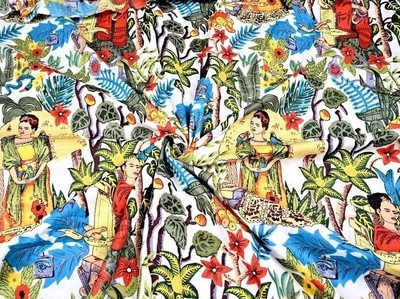 Frida Kahlo Handmade Fabric 5 Yard Cotton Crafts Sewing Fabric New White fabric