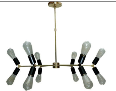 12 Arms Black Sputnik Chandelier Light Fixture Decorative Ceiling Brass Lights