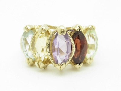 Bague Dôme étoile Céleste – Argent 925 – Multi-pierres Et Diamants – Or Jaune 14K