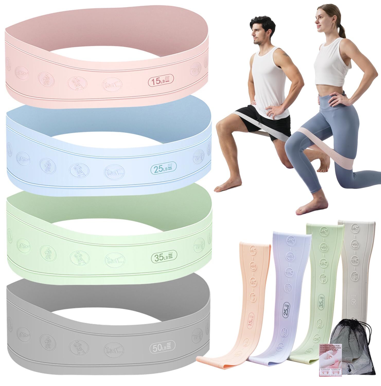 Resistance Bands for Working Out Silicone Booty Bands for Home Fitness Stretc...