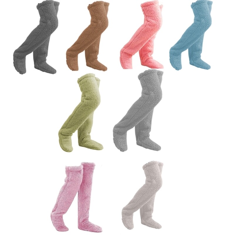 Women Over Knee Fuzzy Stockings Leg Warmer Winter Thermal Home Socks