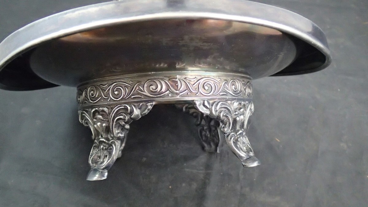 Antique M S Benedict Quadruple Silver Plate Serving Bowl Candy