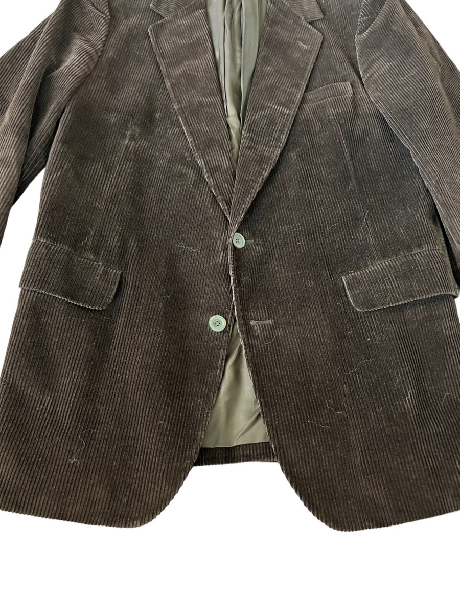 Aquascutum 42L Vintage Blazer Brown Corduroy Notch Lapel Jacket