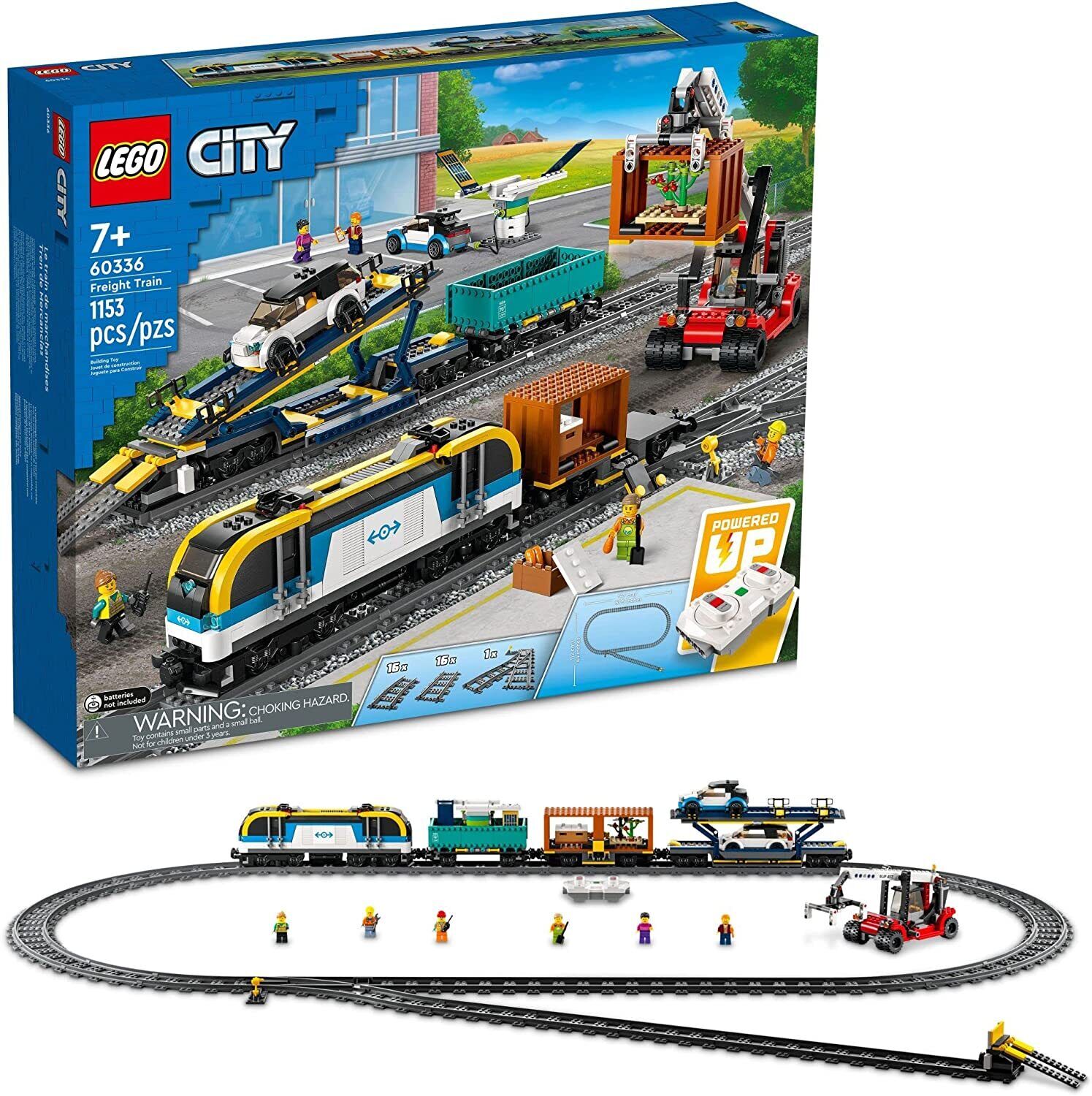 LEGO City Freight Train 60336 Building Toy Set with Powered Up Technology for Bo