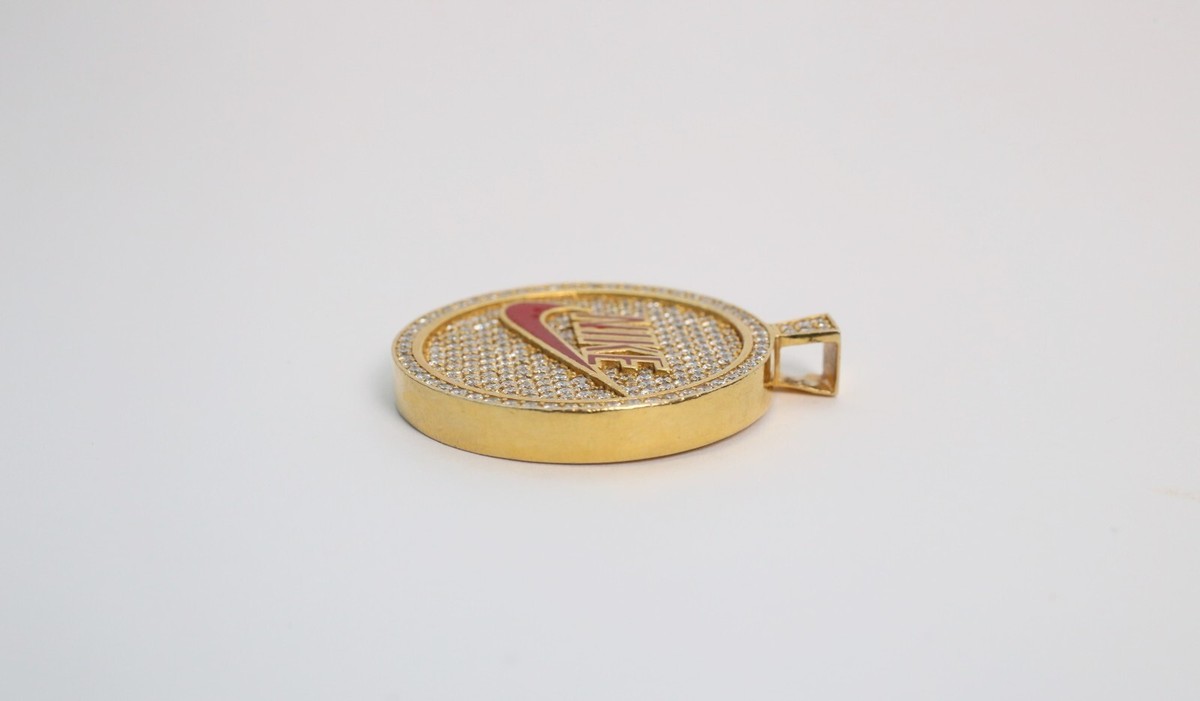 14K YELLOW GOLD SWOOSH PENDANT ナイキ　ネックレス Gold Nike Necklace - Nike Swoosh Necklace - 5mm Cuban - 22
