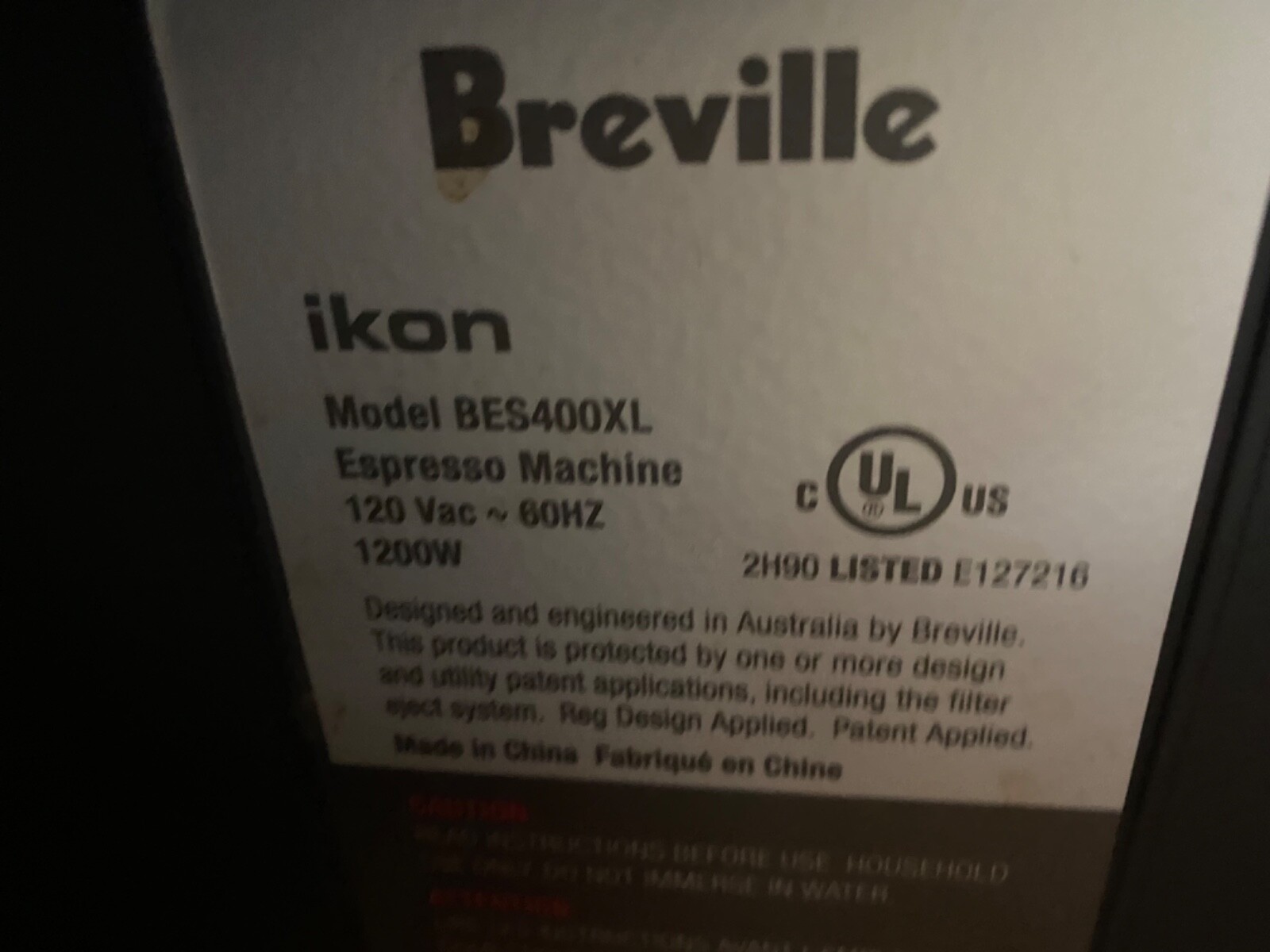 Breville Ikon BES400XL Espresso Machine Maker Stainless Steel W