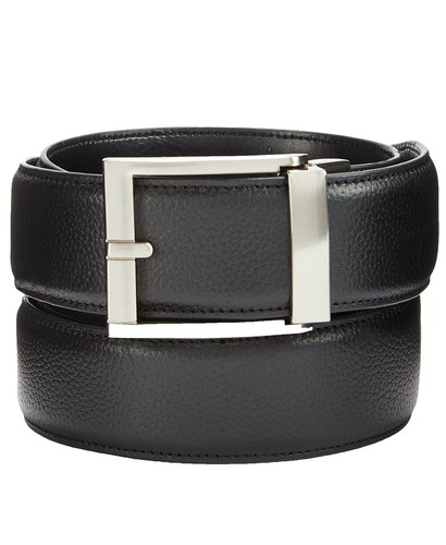 EUC! Classic Black Faux Leather Silver Buckle Belt Men Sz L  display picture 1