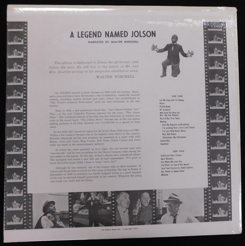 A Legend Named Al Jolson - Original Vinyl Album LP SEALED - Imagen 2 de 2