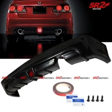 For 06-11 Honda Civic Sedan Rear Body Diffuser Bumper PU Lip + LED Brake Light