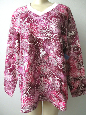 LAURA SCOTT MULTI-COLOR FLORAL DESIGN LONG SLEEVE FLEECE TOP SIZE 1X - NWT