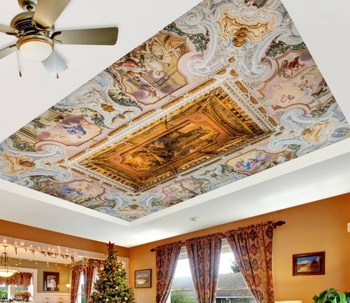 🐬 Décalcomanie Murale 3D Dauphin NA8679 - Papier Peint Plafond Déco AJ WALL 🐬