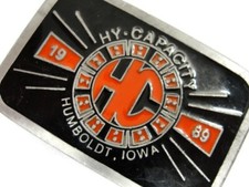 1989 HC High Capacity Humboldt Iowa Belt Buckle Black Red Limited Ed Farm Advert