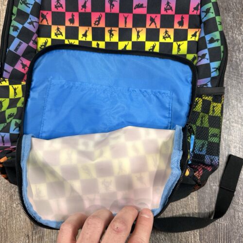 Fortnite Amplify Rainbow Checker Print Children's School Backpack Pockets - Picture 4 of 10