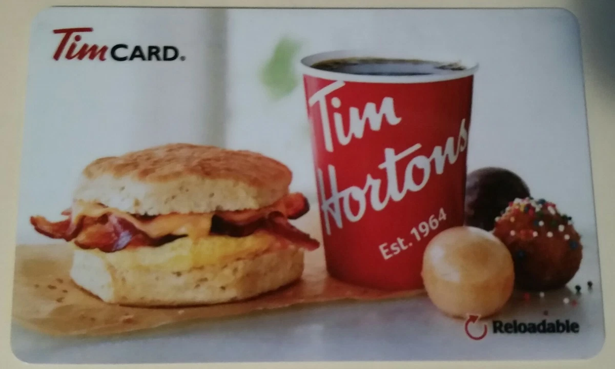 2020 TIM HORTONS COFFEE GIFT CARD BREAKFAST SANDWICH & TIMBITS NO VALUE US  NEW