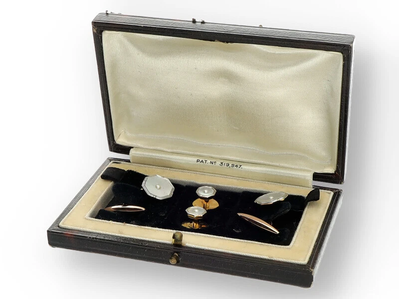 Manschetten Knopflochbroschen Set Damen in 375 Gelbgold und Rosegold - Bild 2 von 3