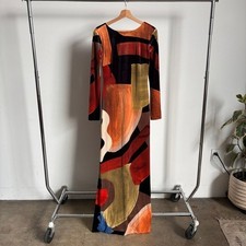 NWOT Halston Velvet Multicolored Abstract Printed Maxi Gown Sz 4