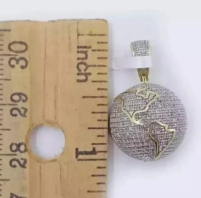 Globe Shape Cluster Pendant 2Ct Round Simulated Diamond 14k Yellow Gold Plated