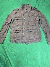 Free People Women Olive Green Linen Jacket with Pockets Size 6