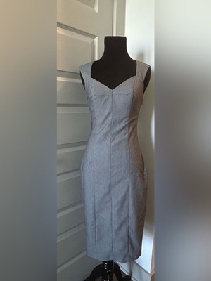 Express Design Studio Gray Sheath Dress Size Sleeveless Sweetheart Neck Career