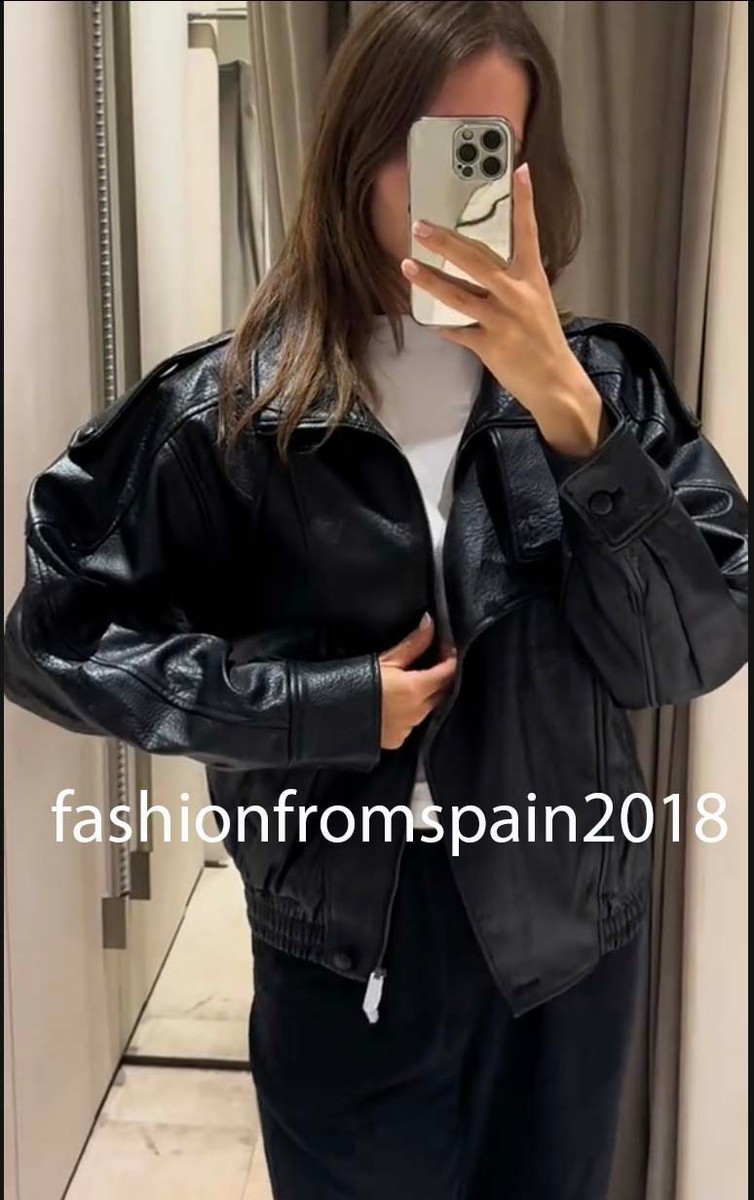 ZARA NEW WOMAN LEATHER BOMBER JACKET ZW COLL LIMITED EDITION