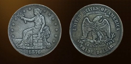 1876 San Francisco US Trade Dollar $1 Silver Coin 0.900 Fine Circulated