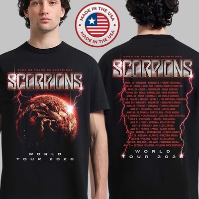 Scorpions Coming Home World Tour 2026 Merch Over 60 Years T-Shirt