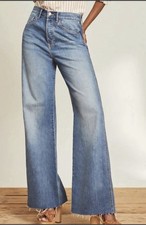 Veronica Beard Taylor Relaxed Wide Leg Light Wash Jeans High Rise Cut Hem Sz 31