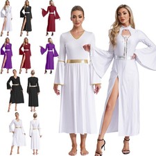 Womens Princess Gown Costumes Medieval Dress Cosplay Outfits Dress Tunic Robe