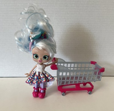 Shopkins Real Littles Chrissy Puffs Doll 5.5'' Blue White Hair With Shopping Cart