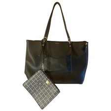 Ann Klein Black Tote Bag W Black & Gray Match...