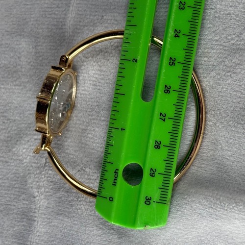 Gold-Tone Bangle Bracelet Clear Window & Silver-Tone Charms and Crystal Accents - Picture 14 of 22