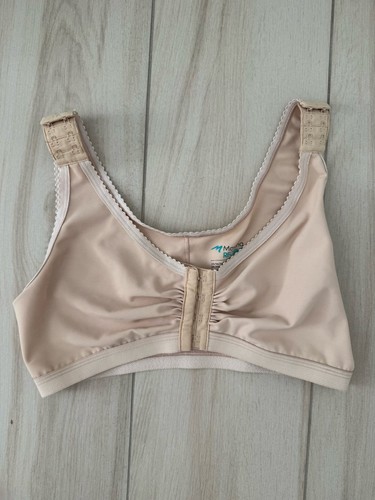 Marena Recovery Bra Womens Large Beige Post Surgical Compression Front Closure