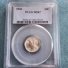 1943 Mercury Dime 10c PCGS MS67 Certified Coin Slab Silver