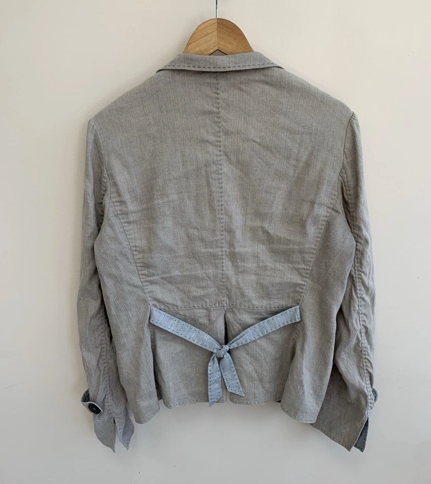 Brunello Cucinelli Women’s Linen Blazer Jacket Beige Brown Size XL  - Image 2 of 4