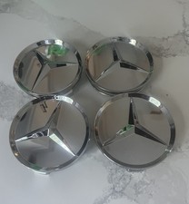 Set Of 4 75mm Wheel Center Rim Hub Caps For Mercedes-benz Silver Chrome Star Set Of 4 75mm Wheel Center Rim Hub Caps For Mercedes-benz Silver Chrome Star