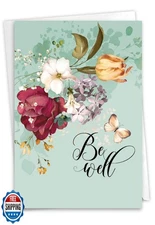 NobleWorks Blank Get Well Paper Card with 5 x 7 Inch Envelope (1 Card) Be Wel