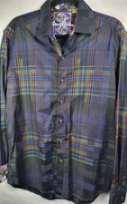 Robert Graham Men's Long Sleeve Button-Up Shirt Size Medium Rainbow Plaid Design