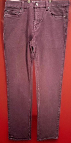 Banana Republic Men Jeans Slim Traveler Dark Red 54023 Slim Fit Size 34X32 - Picture 1 of 11