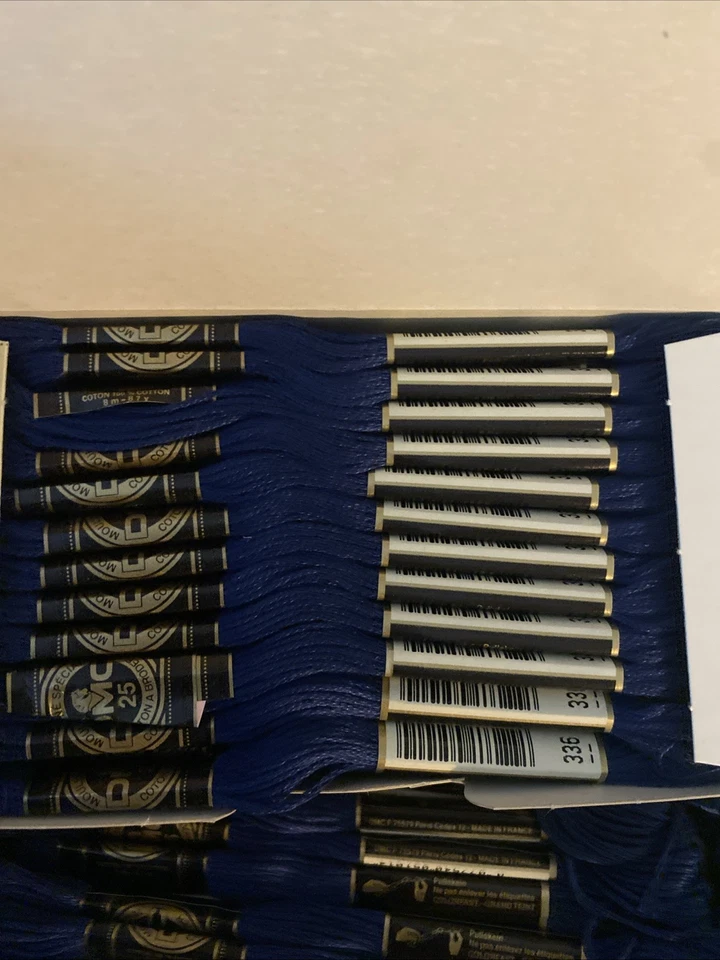 Vintage DMC 67 Skeins Box Mouline Special 25 Thread Floss 336 Navy Blue - Image 2 of 2