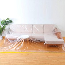 146"/12ft Plastic Sofa Couch Cover,Furniture 146  Lx106  W, Clear 1