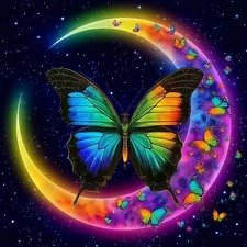 Butterfly Moon Diamond Art Kit for Adults 12 x 12 Inch